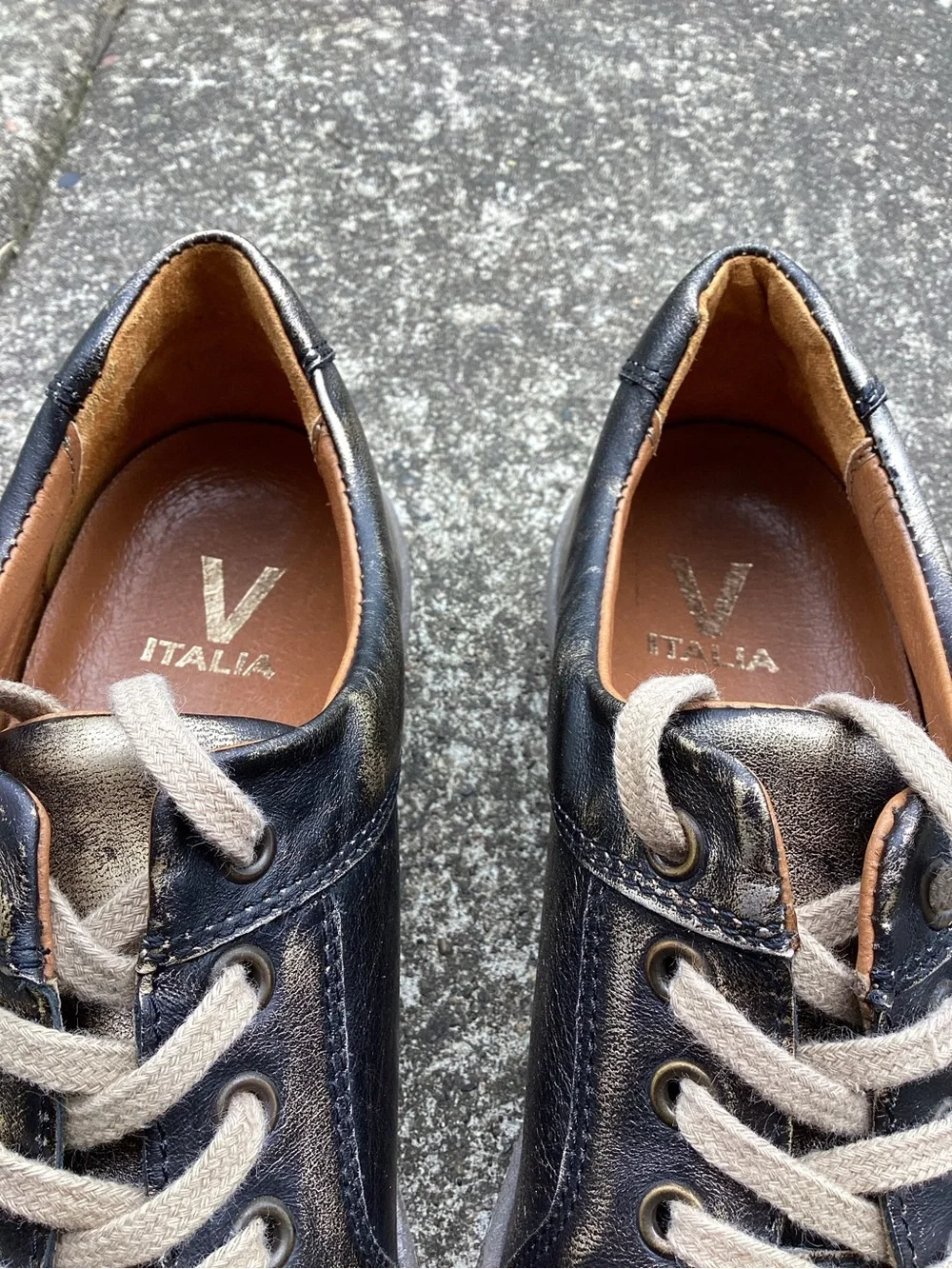 V‎ Italia Genuine Leather Bronze Metallic Comfort Walking Shoes EU 39 US 8.5